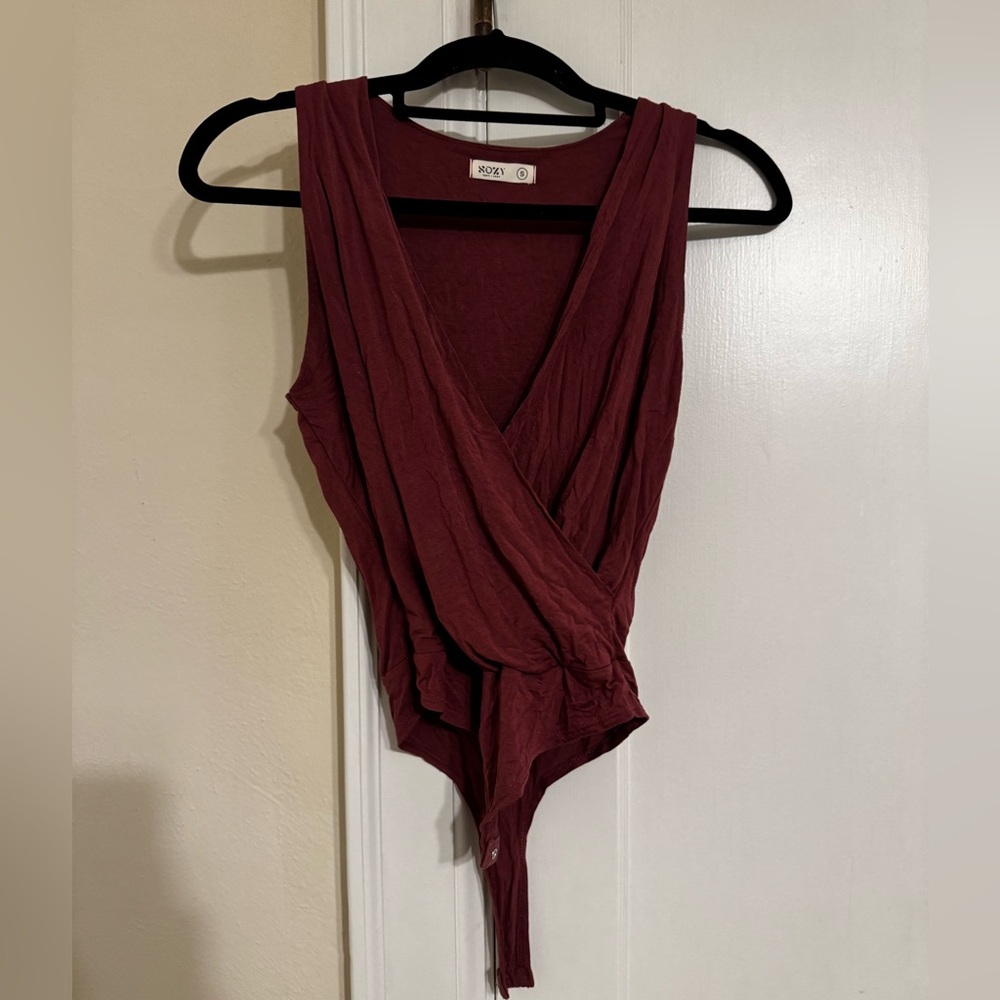 Vibrant Burgundy Wrap Bodysuit